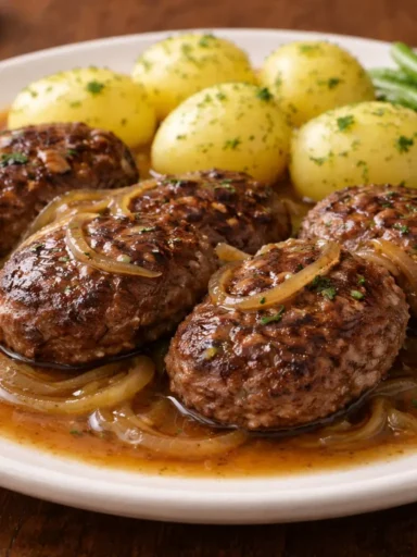 Färsbiffar med löksky