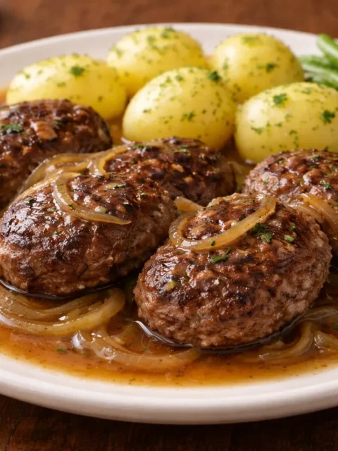 Färsbiffar med löksky