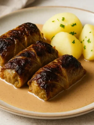 Kåldolmar med potatis och gräddsås