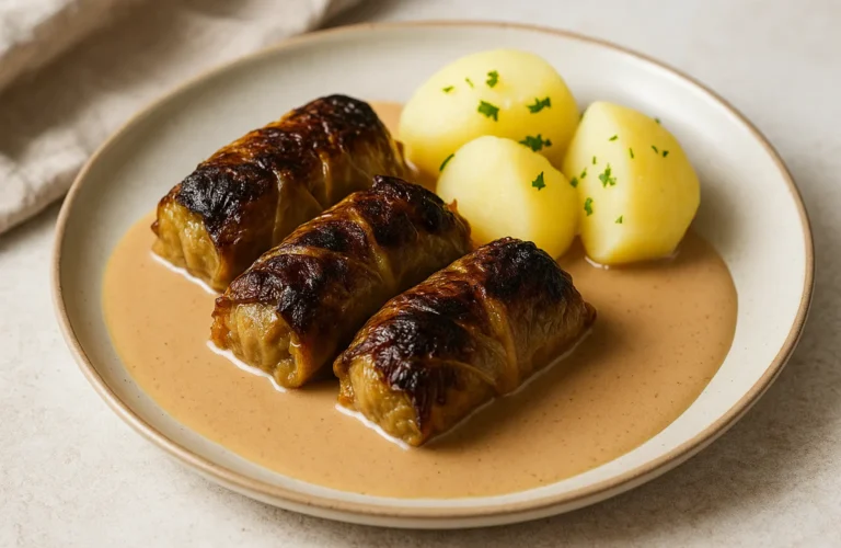 Kåldolmar med potatis och gräddsås