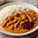 Köttbullar med potatis, gräddsås och lingon