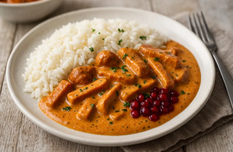 Korv stroganoff med ris