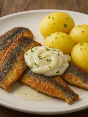 Stekt sill med löksås