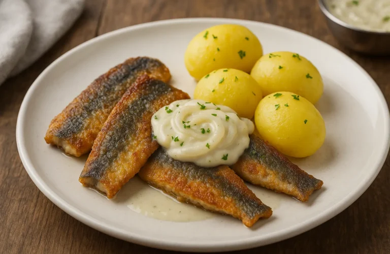 Stekt sill med löksås